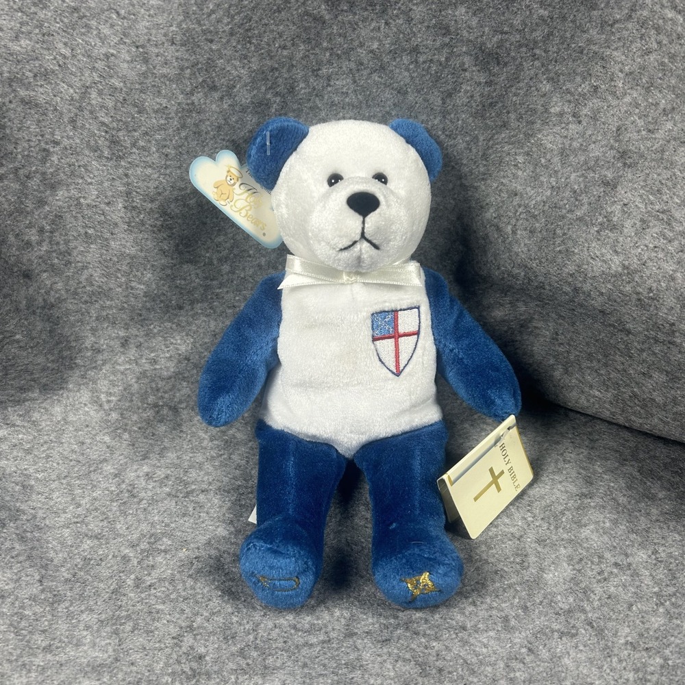 Holy Bears Episcopal Church Plush 9" Blue White‎ Shield Embroidery